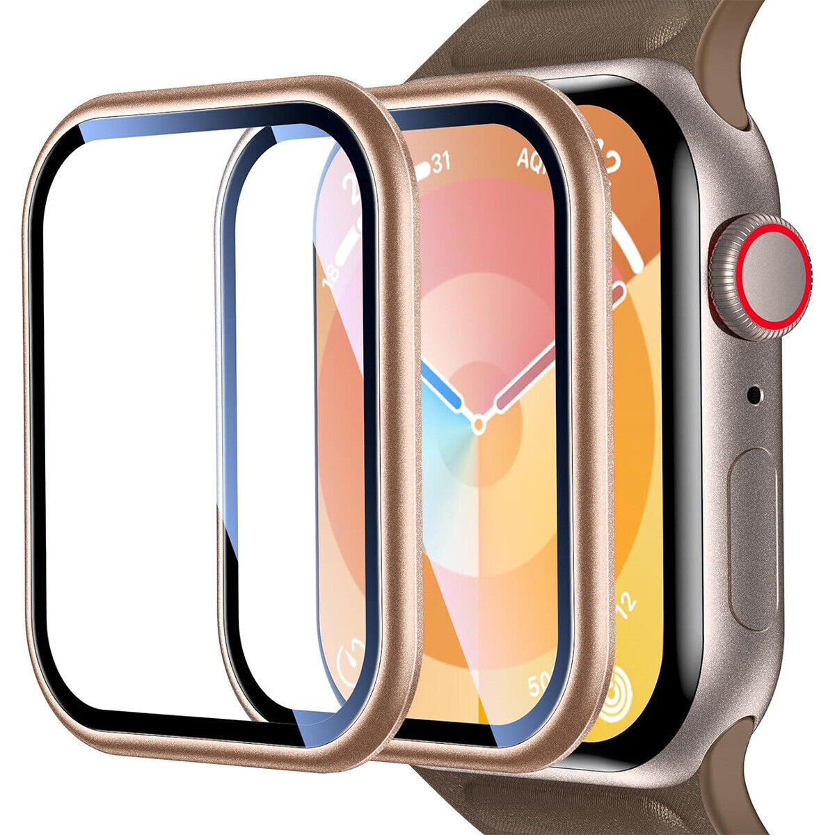 For Apple Watch 9/8/7/6/SE 45 44 41 40 mm Tempered Glass Screen Protector Cover