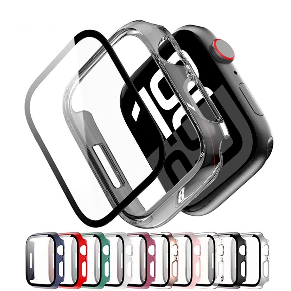For Apple Watch 10/9/8/7/SE/6/5/Ultra Case Tempered Glass Screen Protector Cover