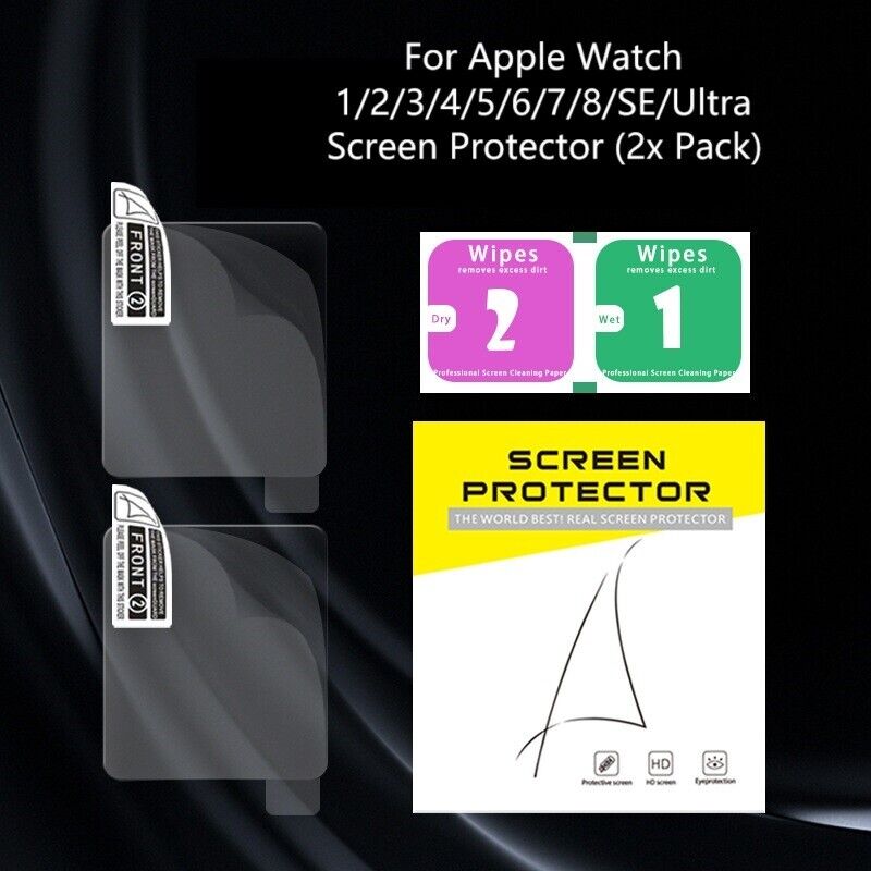 2x For Apple Watch Series 49 42 40 mm Ultra Soft TPU Film Screen Protector Cover