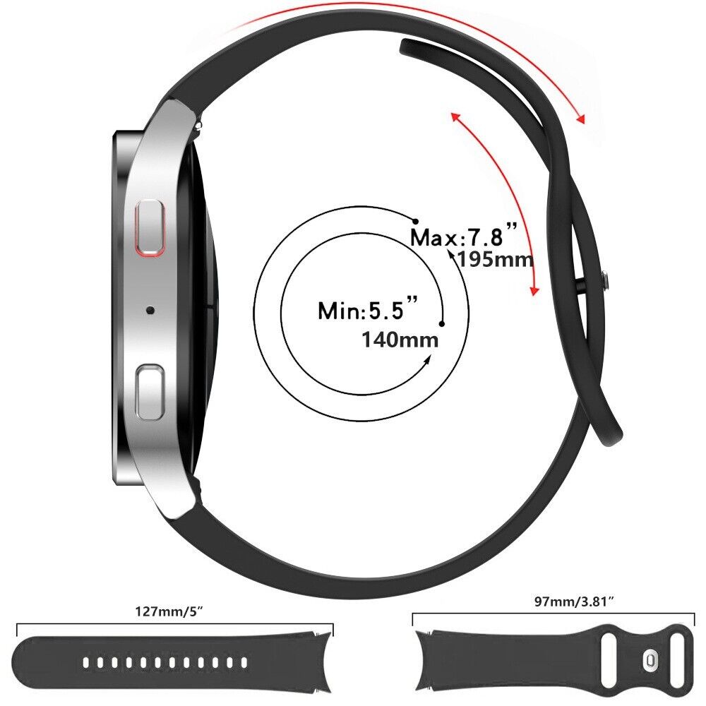For Samsung Galaxy 7/6/5/4 Watch Soft Silicone Sports Strap Wristband Band 20mm