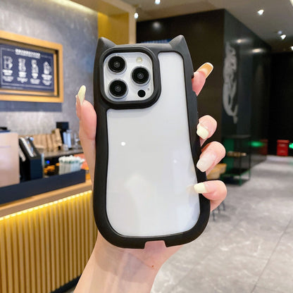 Cute Kitty Puppy Ears Silicone Clear TPU Phone Case For Apple iPhone 16 15 14 13 12 11 Pro Max Plus
