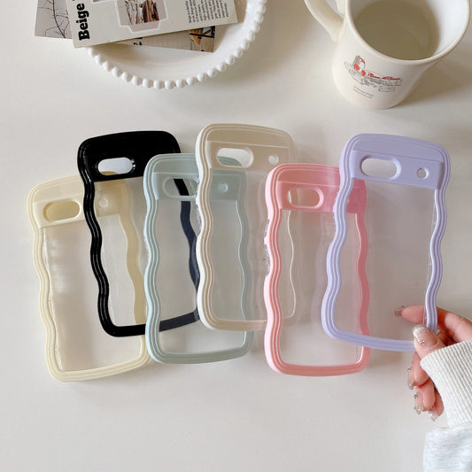 Colourful Wave Side Clear TPU Shockproof Phone Case For Google Pixel 9 8a 7a Pro