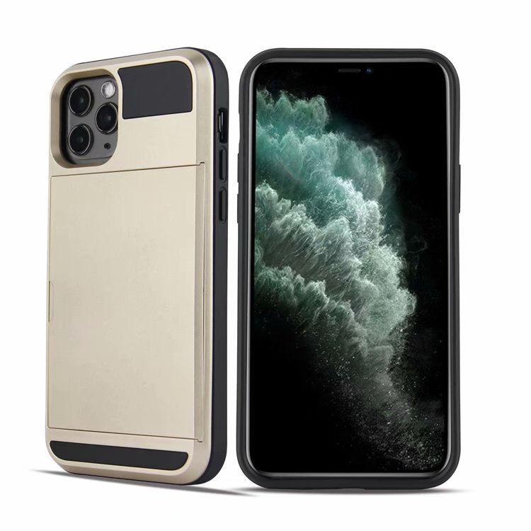 Hybrid Phone Case For iPhone 11 / Pro Max Shockproof Hidden Credit Card Holder