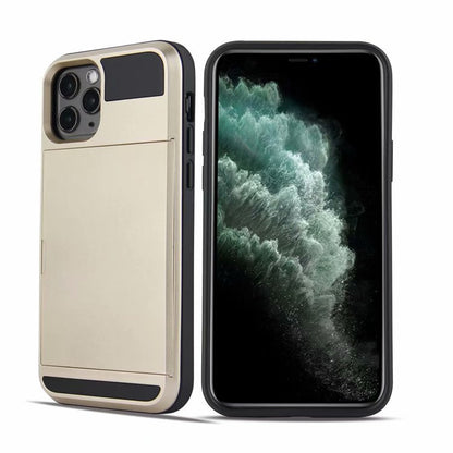 Hybrid Phone Case For iPhone 11 / Pro Max Shockproof Hidden Credit Card Holder