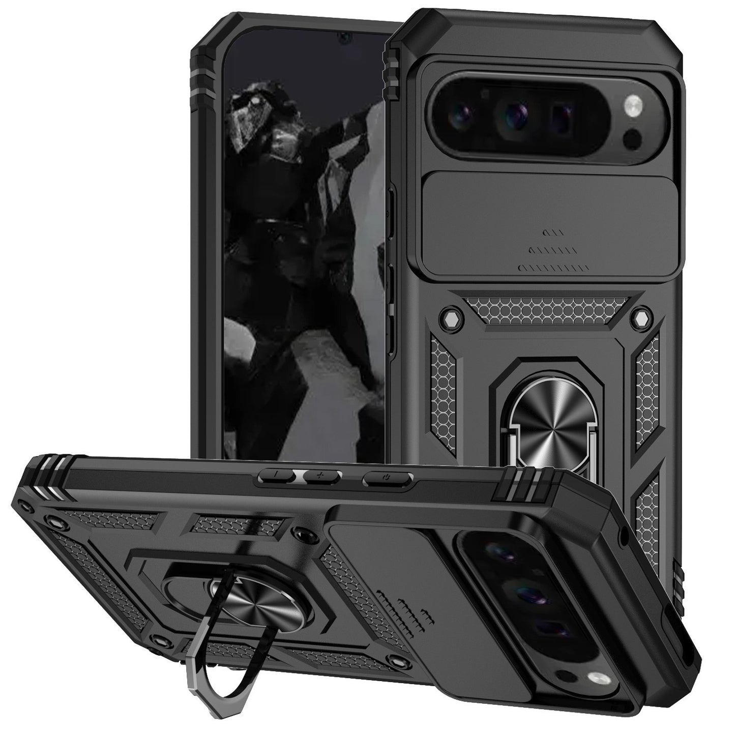 For Google Pixel 9a / 9 Pro XL Case Shockproof Armour Cover Ring Holder Camera
