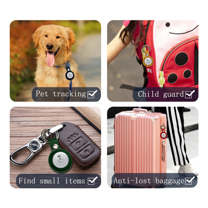 For Apple AirTag Leather Case Protective Cover Key Ring Tracker Keychain Air Tag