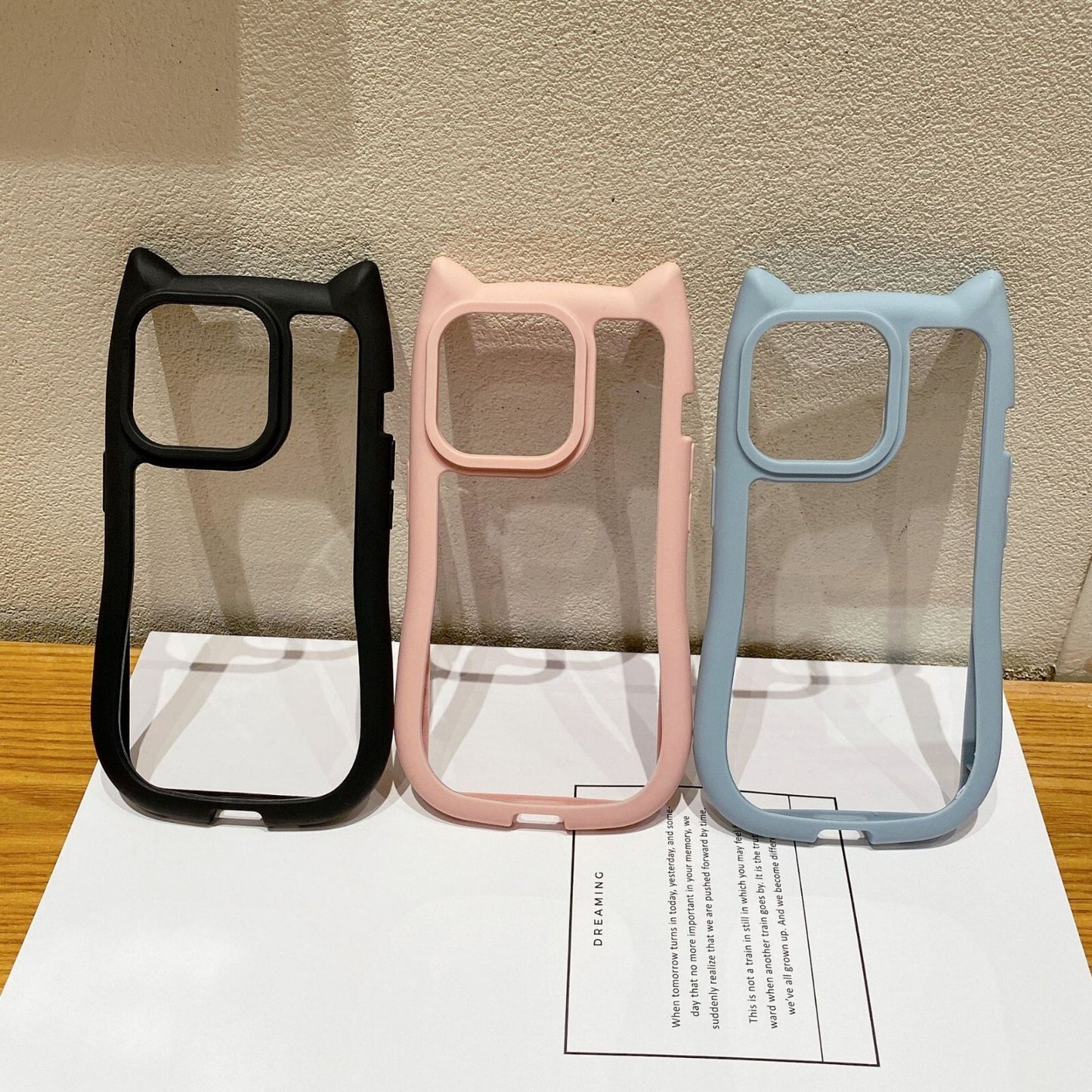 Cat Ears Clear TPU Silicone Phone Case Apple iPhone 16 15 14 13 12 Pro Max Plus