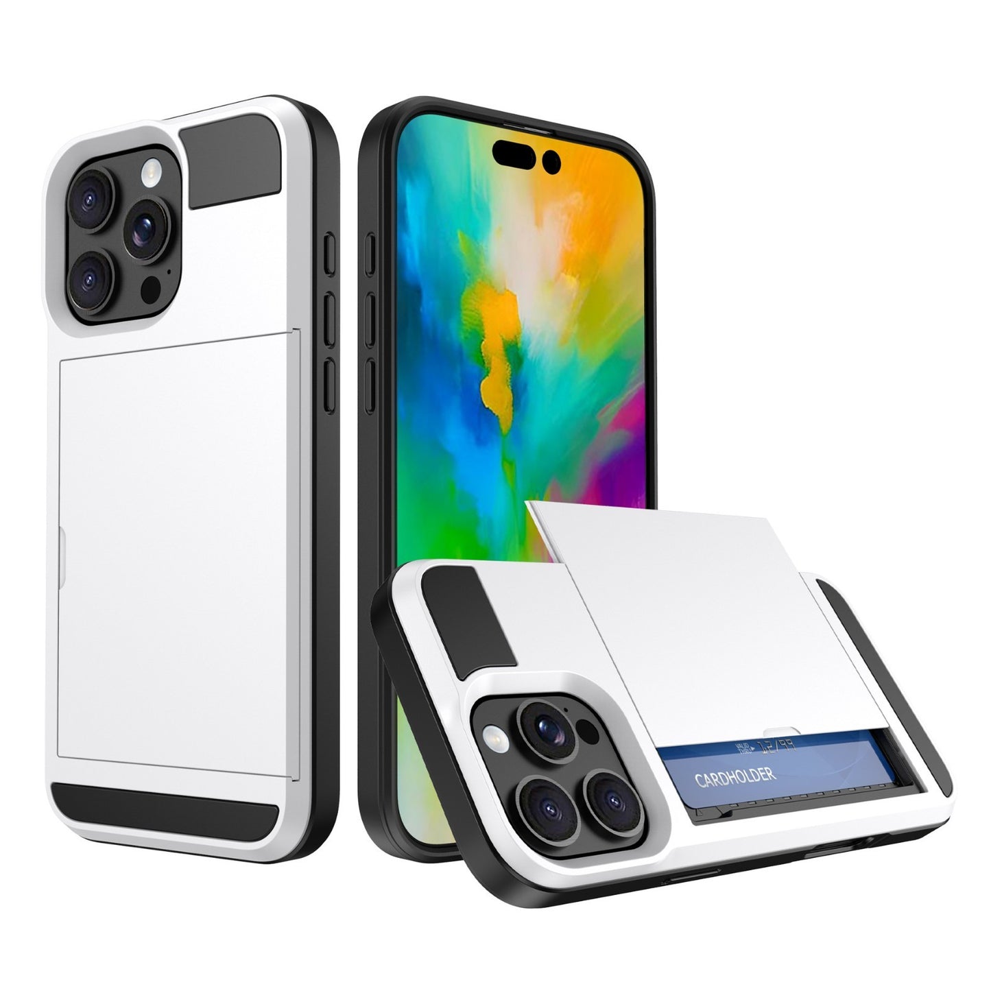 Card Holder Wallet Case Shockproof Hybrid Protective For iPhone 16 Pro Max Plus