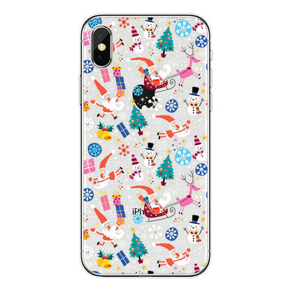 Clear Christmas Santa TPU Phone Case Cover Apple iPhone XS Max XR X Plus 11 8 7