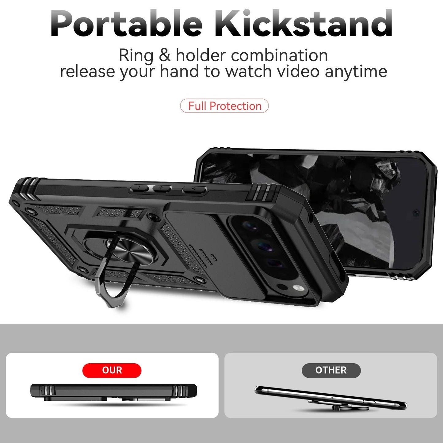 For Google Pixel 9a / 9 Pro XL Case Shockproof Armour Cover Ring Holder Camera