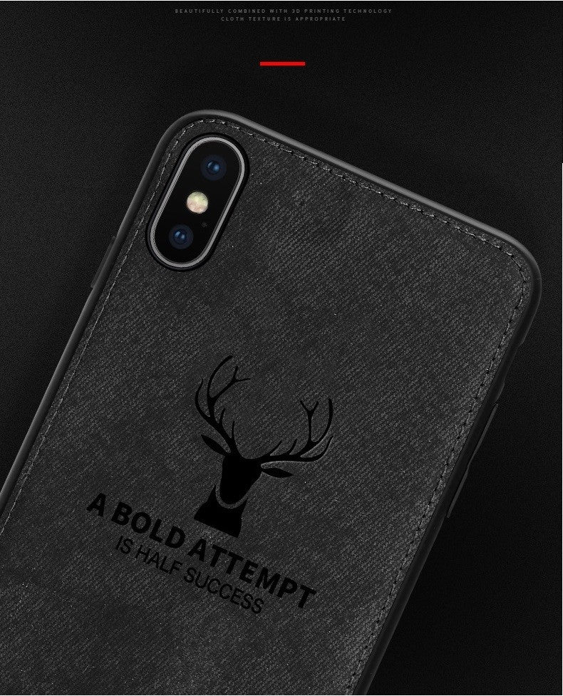3D Deer Thin Slim Canvas Phone Case Cover For iPhone 15 14 13 12 11 Pro Max Plus