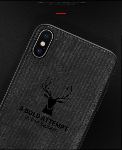3D Deer Thin Slim Canvas Phone Case Cover For iPhone 15 14 13 12 11 Pro Max Plus