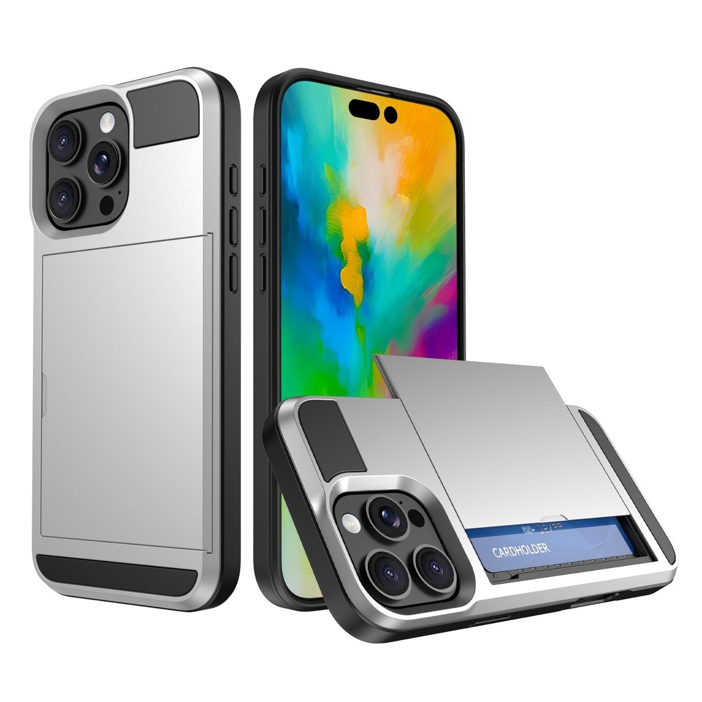 Card Holder Wallet Case Shockproof Hybrid Protective For iPhone 16 Pro Max Plus