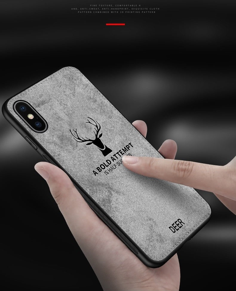 3D Deer Thin Slim Canvas Phone Case Cover For iPhone 15 14 13 12 11 Pro Max Plus
