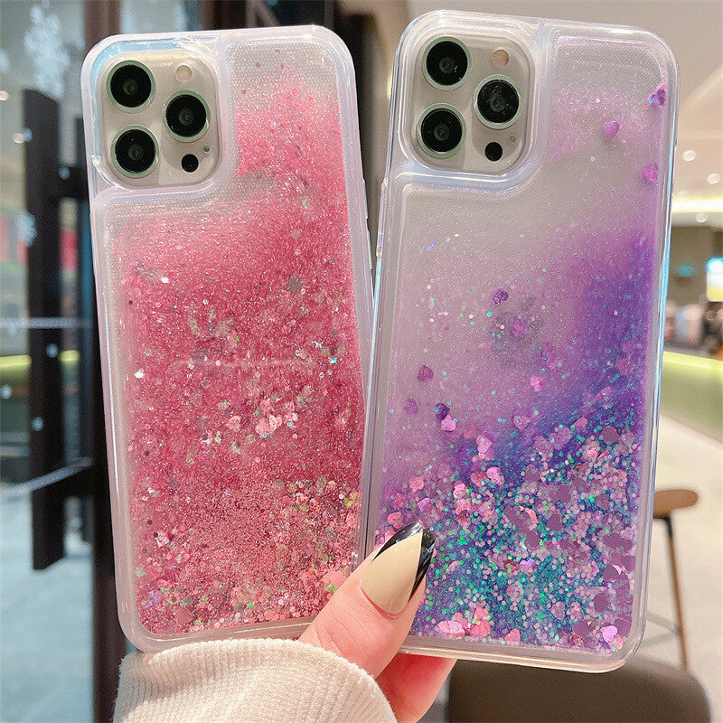 Case For iPhone 17 16 15 14 13 12 Pro Max X Bling Glitter Liquid Gel Phone Cover