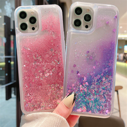 Case For iPhone 17 16 15 14 13 12 Pro Max X Bling Glitter Liquid Gel Phone Cover