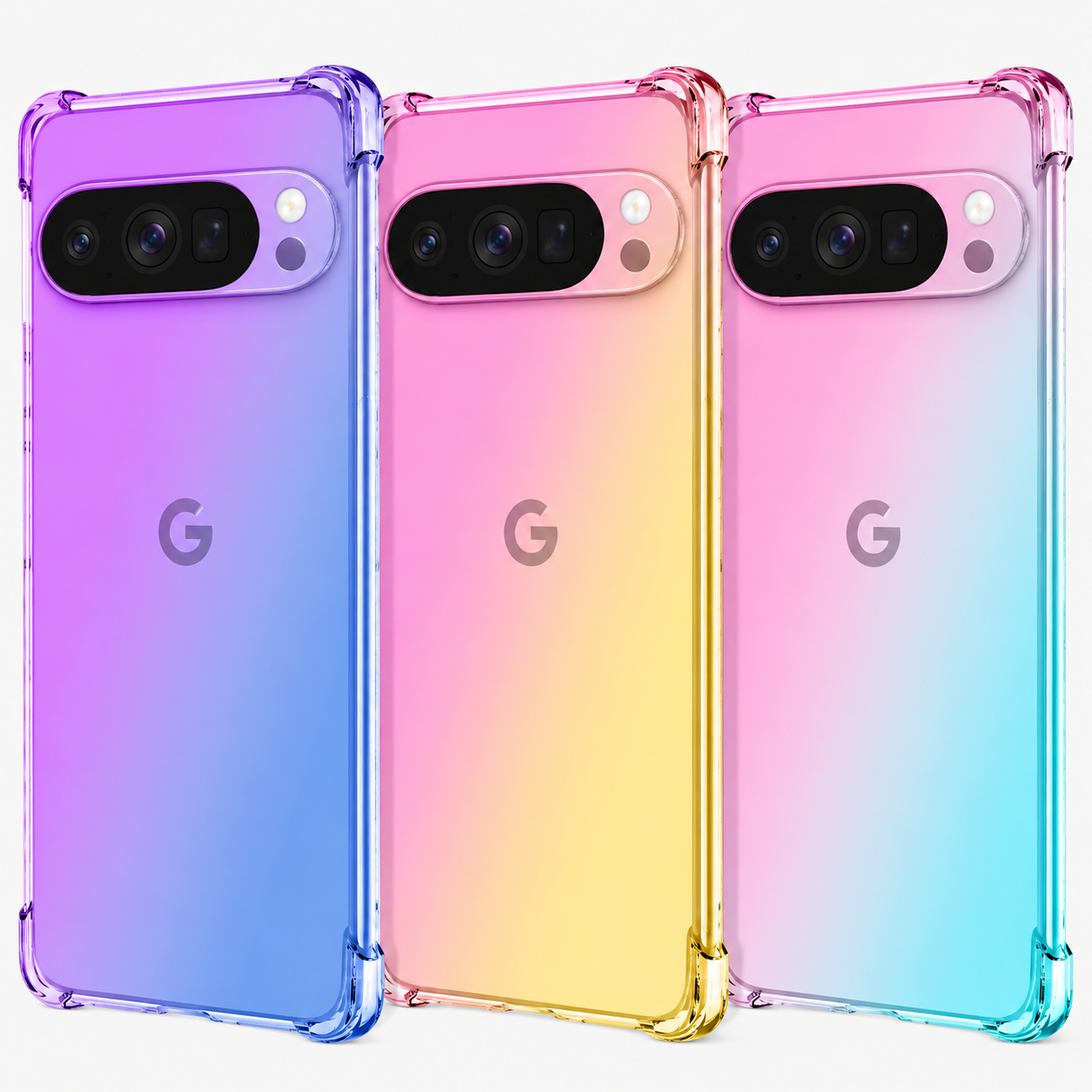 For Google Pixel 9 9A Pro XL Clear Gradient Silicone Gel Shockproof Case Cover
