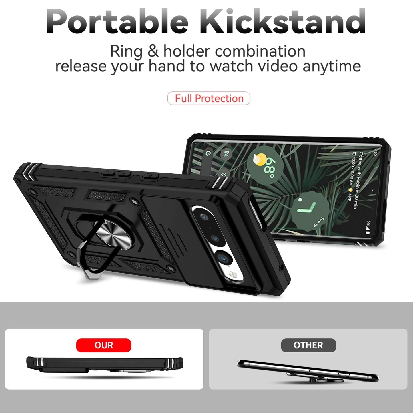 For Google Pixel 7a / 7 / 7 Pro Case Shockproof Rugged Cover Ring Holder Camera
