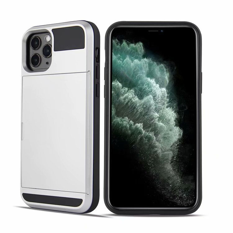 Hybrid Phone Case For iPhone 11 / Pro Max Shockproof Hidden Credit Card Holder