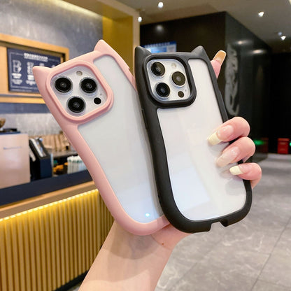 Cat Ears Clear TPU Silicone Phone Case Apple iPhone 16 15 14 13 12 Pro Max Plus