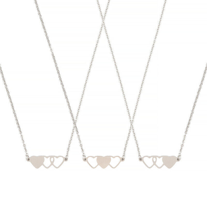 3 Stainless Steel Sister Best Friends Love Heart Necklace Card Message Friend UK