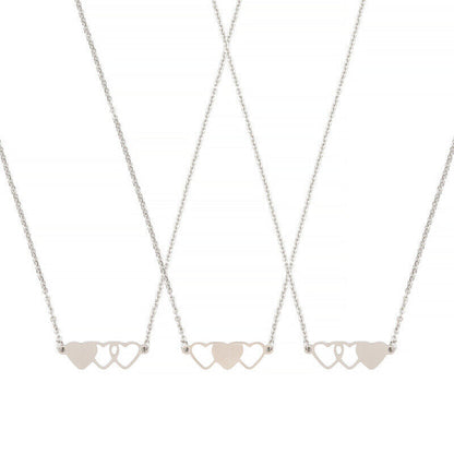 3 Stainless Steel Sister Best Friends Love Heart Necklace Card Message Friend UK
