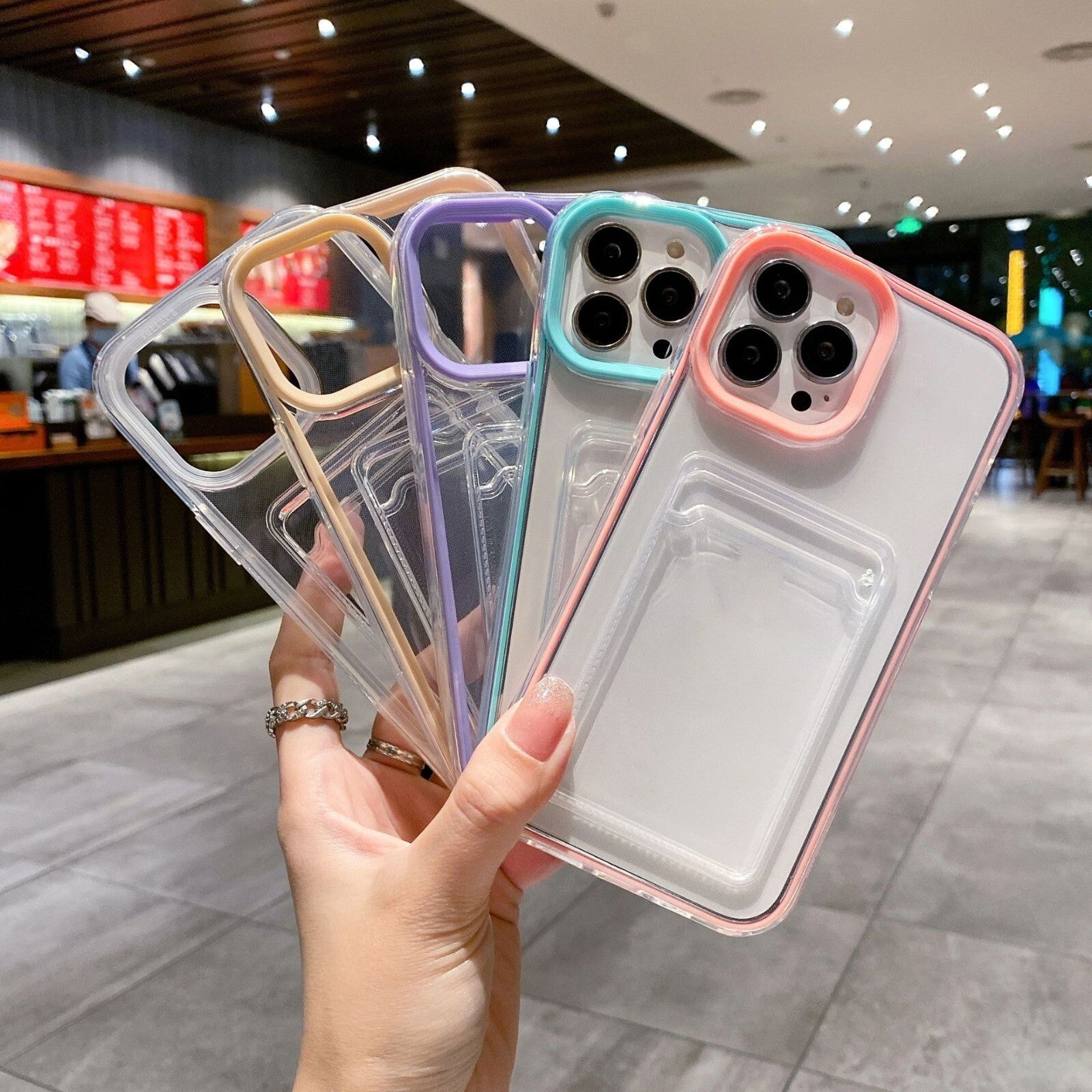 Clear Card Holder Slot Phone Case Cover Apple iPhone 17 16 15 14 13 Pro Max Plus