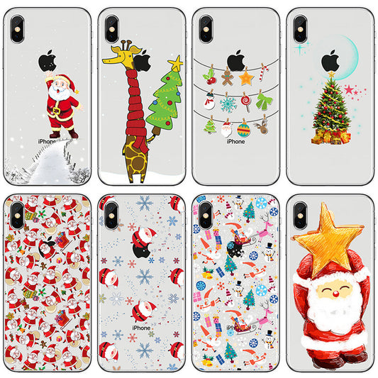 Clear Christmas Santa TPU Phone Case Cover Apple iPhone XS Max XR X Plus 11 8 7