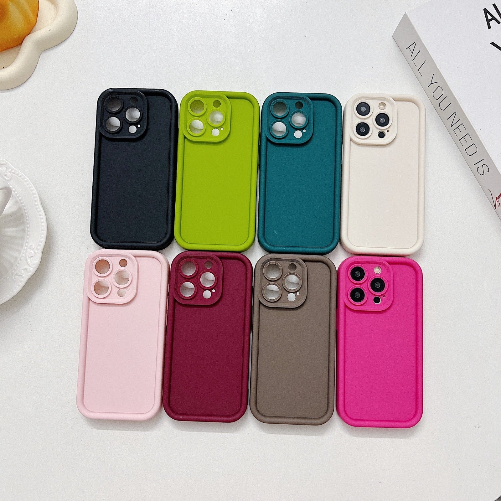 Soft TPU Case For iPhone 17 16 15 Shockproof Plain Colour Silicone Phone Cover