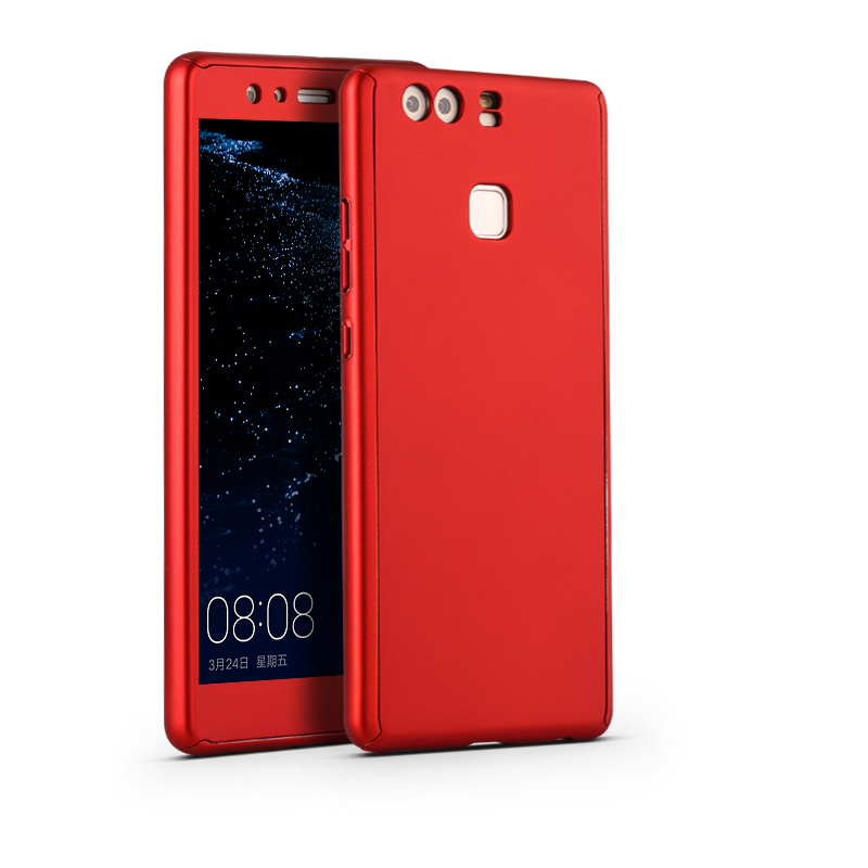 360° Full Body Hard Phone Case Cover Free Tempered Glass For Huawei P9 Lite/Plus
