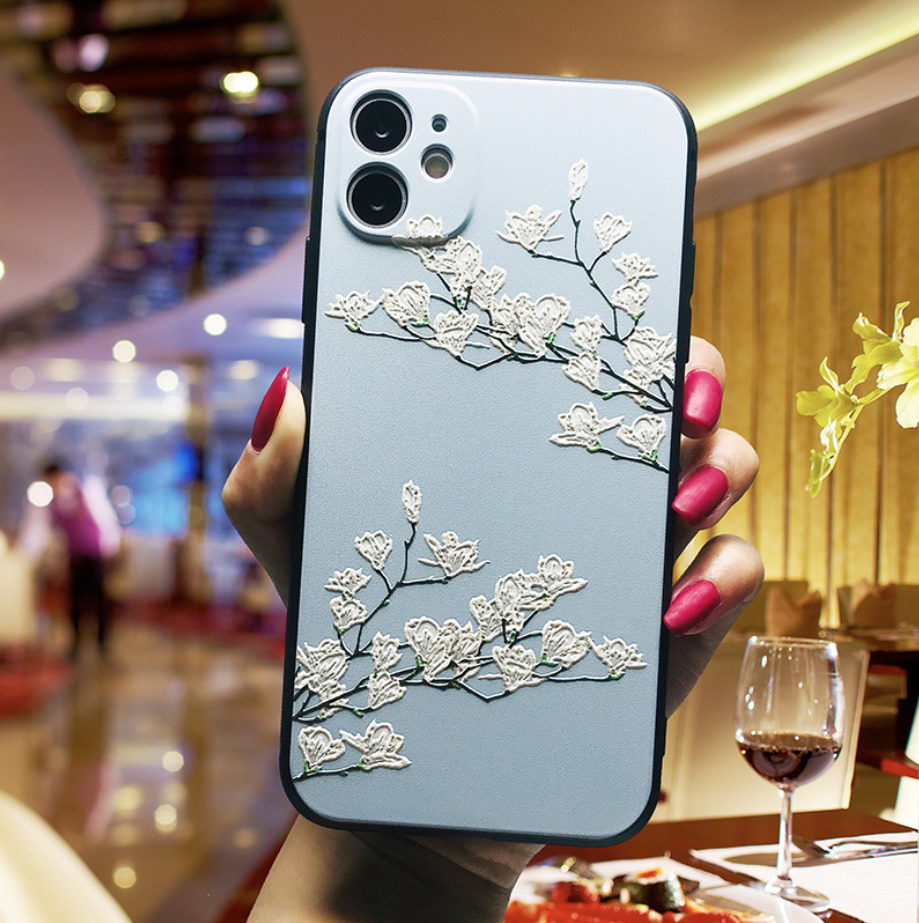 3D Soft Matte Flower Floral Tree Rubber Case Cover Huawei Honor 9 10 20 Lite/Pro