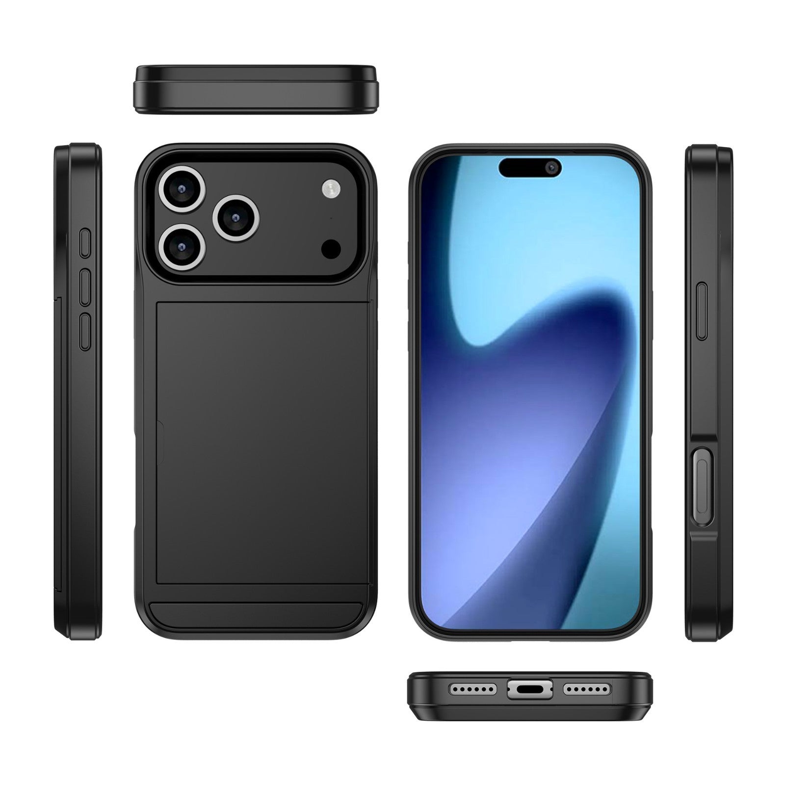 Card Holder Wallet Case Shockproof Hybrid Rugged Cover iPhone 17 / 17 Pro Max e