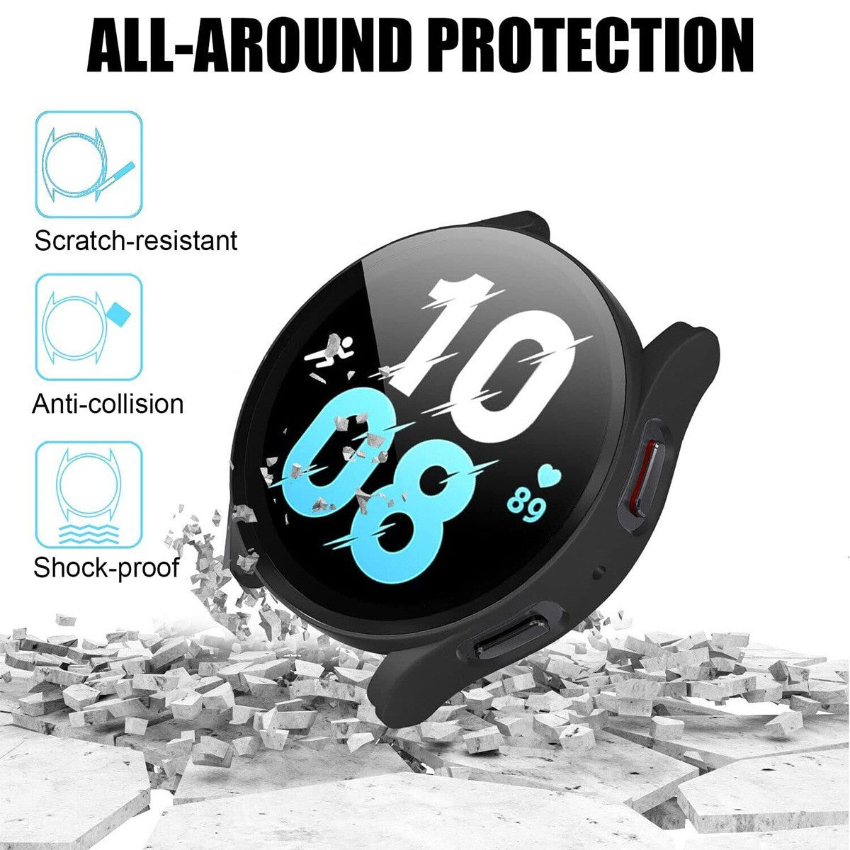 For Samsung Galaxy Watch 7 6 5 4 FE Case 40mm / 44mm PC Cover Screen Protector