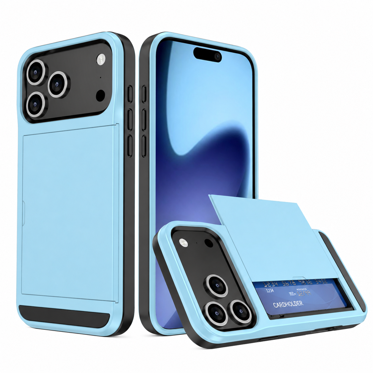 Card Holder Wallet Case Shockproof Hybrid Rugged Cover iPhone 17 / 17 Pro Max e