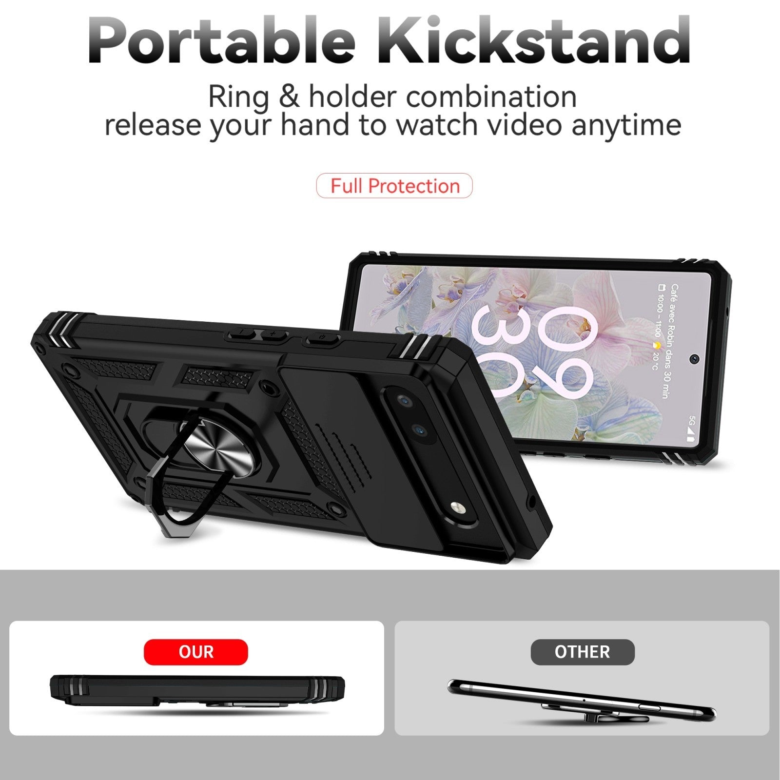 For Google Pixel 6a / 6 / 6 Pro Case Shockproof Rugged Cover Ring Holder Camera