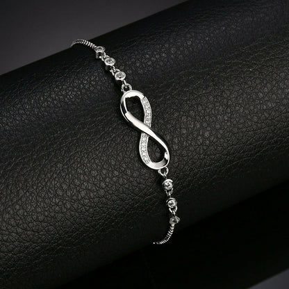 Adjustable Silver Infinity Friendship Bridesmaid Bracelet Cubic Zircon Crystal