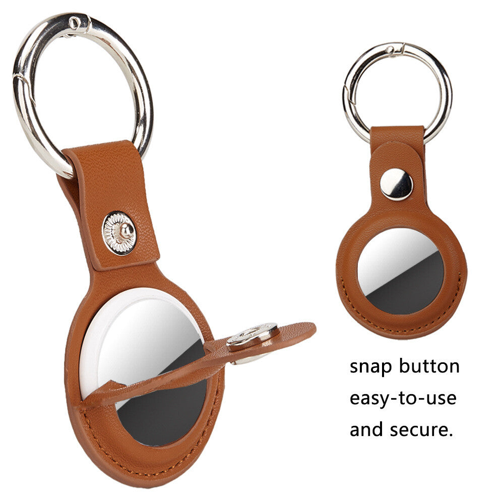 For Apple AirTag Leather Case Protective Cover Key Ring Tracker Keychain Air Tag