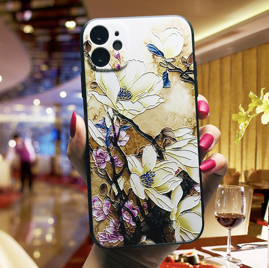 3D Soft Matte Flower Floral Tree Rubber Case Cover Huawei P40 P30 P20 Lite/Pro