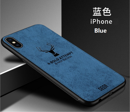 3D Deer Thin Slim Canvas Phone Case Cover For iPhone 15 14 13 12 11 Pro Max Plus