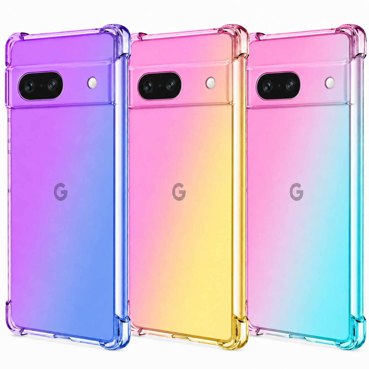 For Google Pixel 7 7A Pro Clear Gradient Slim Silicone Gel Shockproof Case Cover