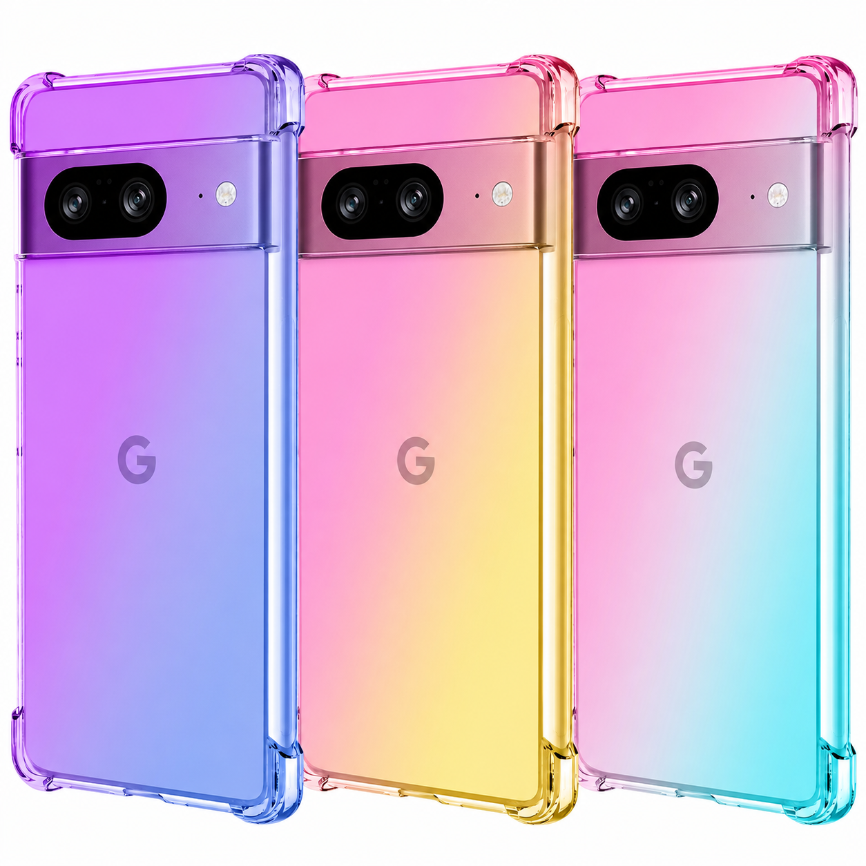 For Google Pixel 8 8A Pro Clear Gradient Slim Silicone Gel Shockproof Case Cover