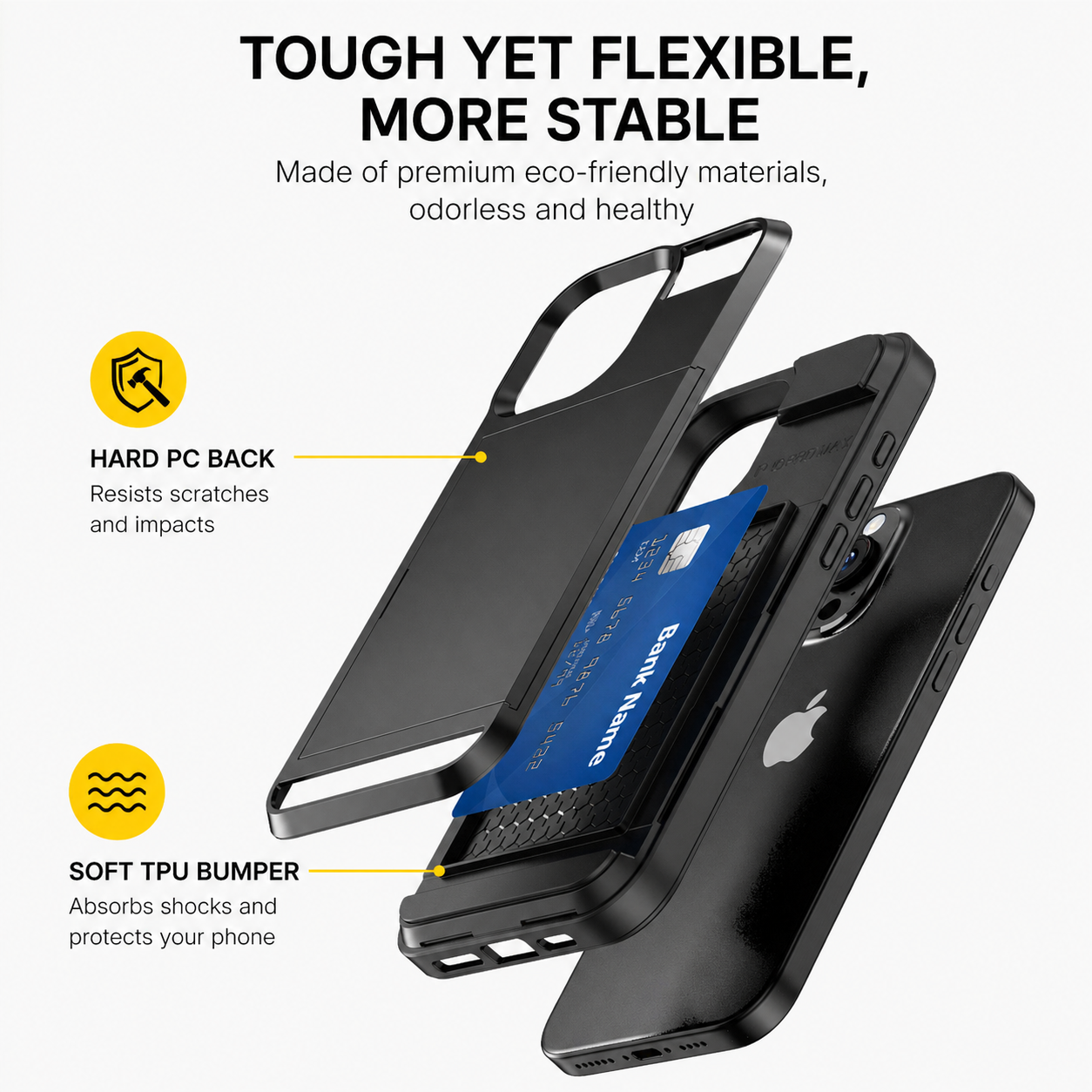 Card Holder Wallet Case Shockproof Hybrid Protective For iPhone 16 Pro Max Plus