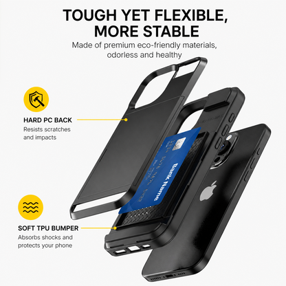 Card Holder Wallet Case Shockproof Hybrid Protective For iPhone 16 Pro Max Plus