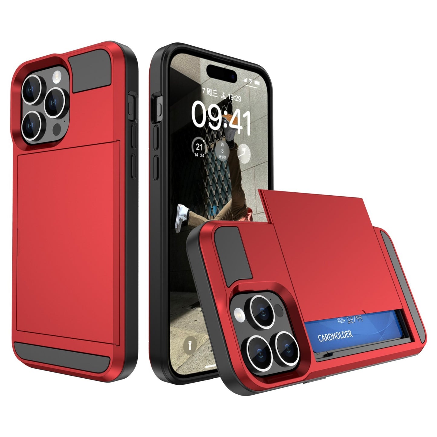 Card Holder Wallet Case Shockproof Hybrid Protective For iPhone 15 Pro Max Plus