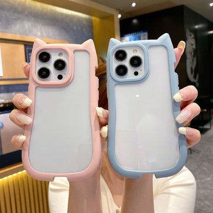 Cat Ears Clear TPU Silicone Phone Case Apple iPhone 16 15 14 13 12 Pro Max Plus