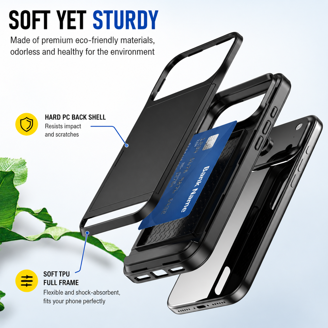 Card Holder Wallet Case Shockproof Hybrid Rugged Cover iPhone 17 / 17 Pro Max e