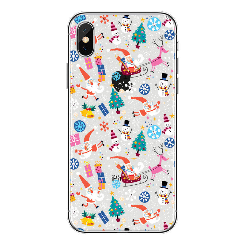 Clear Christmas Santa TPU Phone Case Cover Apple iPhone XS Max XR X Plus 11 8 7