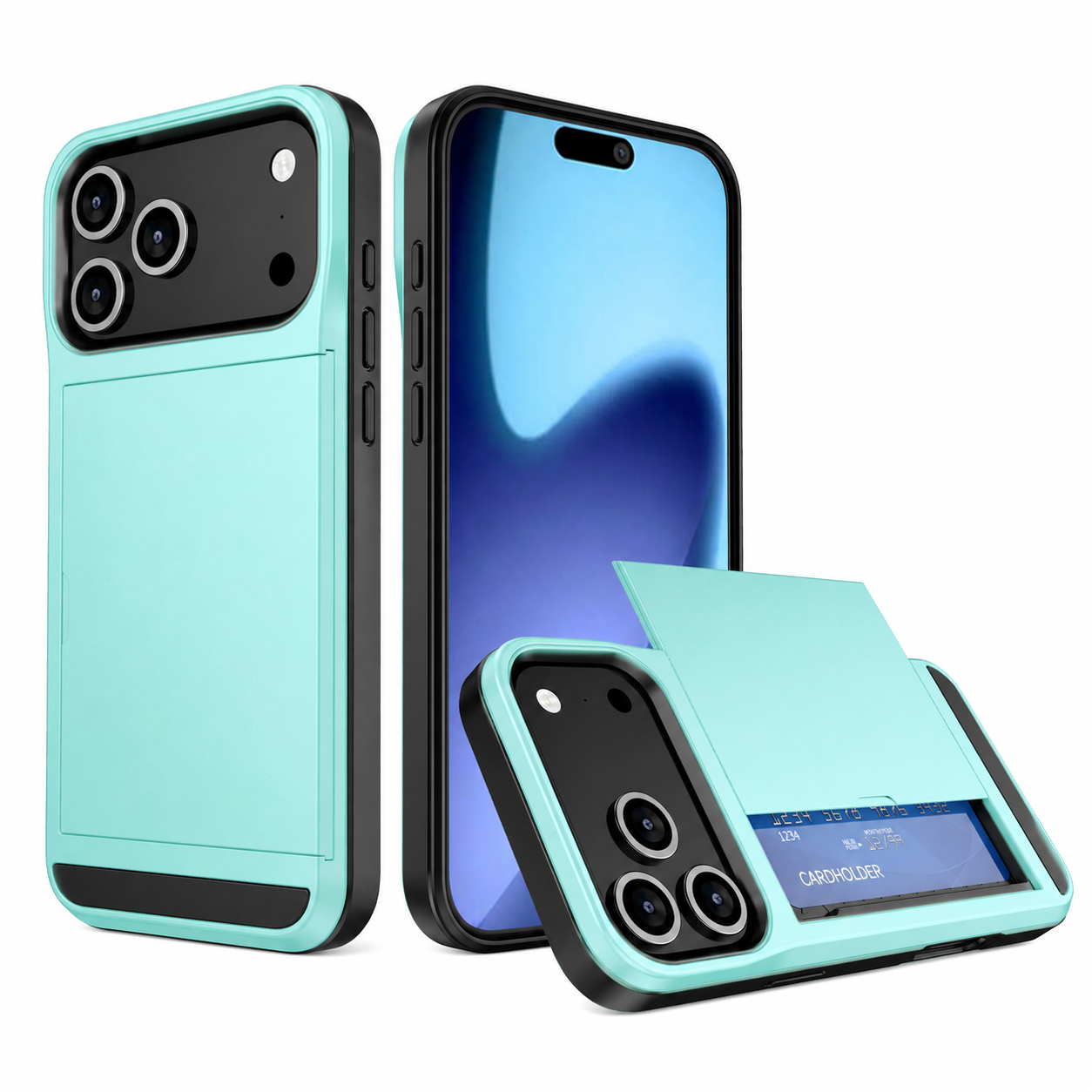 Card Holder Wallet Case Shockproof Hybrid Rugged Cover iPhone 17 / 17 Pro Max e
