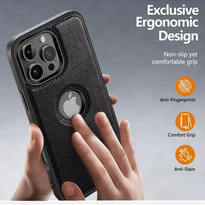 Luxury Leather Case For iPhone 16 Pro Max Plus 16e PU Shockproof Slim Logo Cover