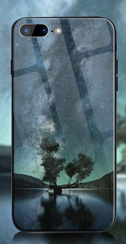 Hard Tempered Back Glass Phone Case Cover with Print for iPhone 6/6s/7/8/X/Plus